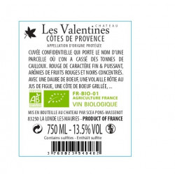 Vin Rouge - Côtes de Provence - Château les Valentines - Bagnard - Rouge 2017