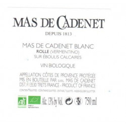 Vin Blanc - Côtes de Provence - Mas de Cadenet - Blanc 2023